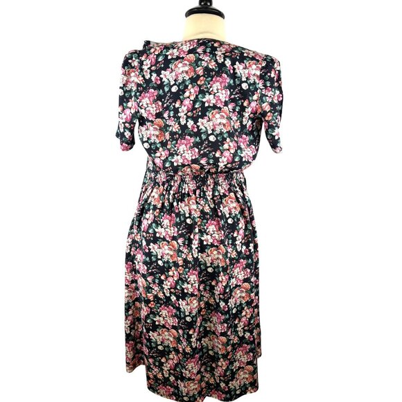 VTG Cottage Karin Stevens Lace collar Floral Button Front Dress, Women's Size 8 - Picture 5 of 12